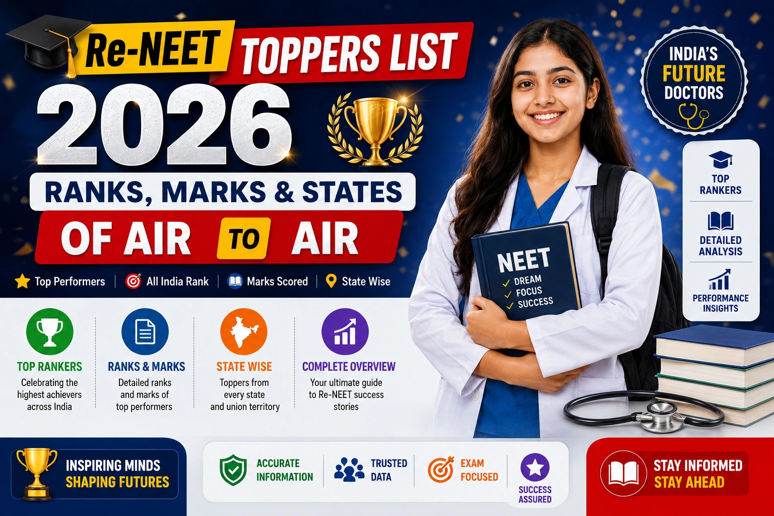 Re-NEET Toppers List 2026: Ranks, Marks & States of AIR 1 to AIR 100